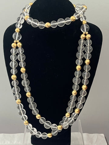 Lucite & Gold Beaded Necklace