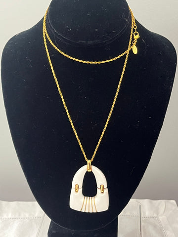 Trifari White Pendant Necklace