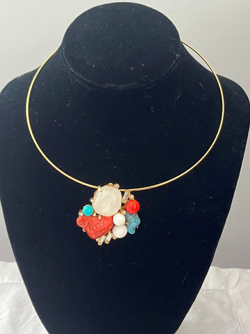 Coral & Turquoise Brooch/Pendant