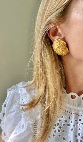 Dominique Aurientis Large Gold Plated Clip On Earrings