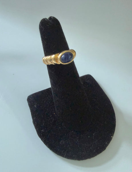 Gold Plated Blue Cabochon Ring