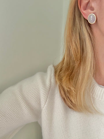 Polished Stone Clip On Earrings