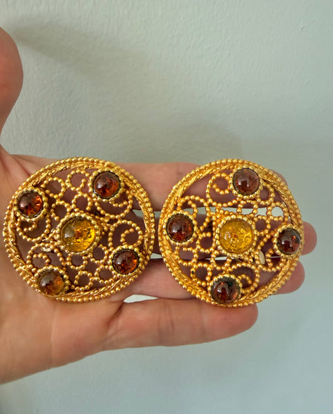 Dominique Aurientis Large Cabochon Clip On Earrings