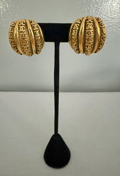 Chanel Dome Logo Clip On Earrings