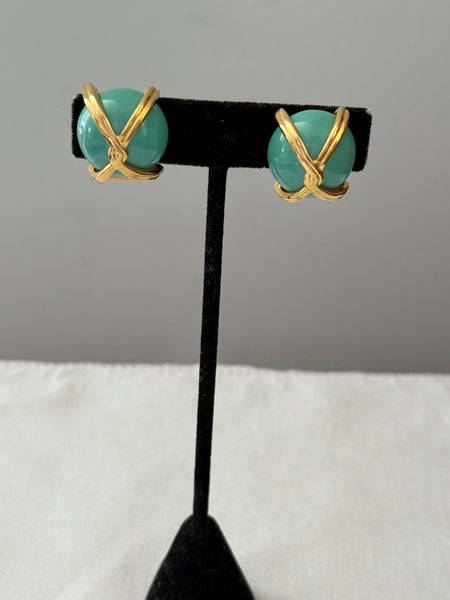 PEP Turquoise Resin Clip On Earrings