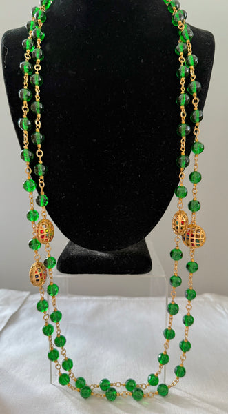 Chanel Green Gripoix Station Necklace