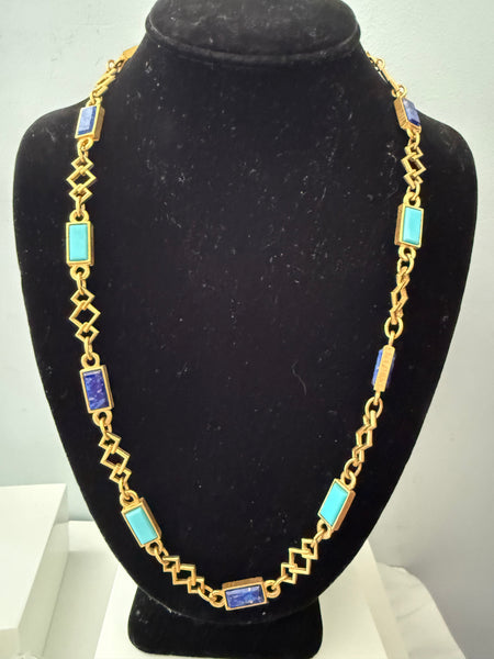 Turquoise & Lapis Link Necklace