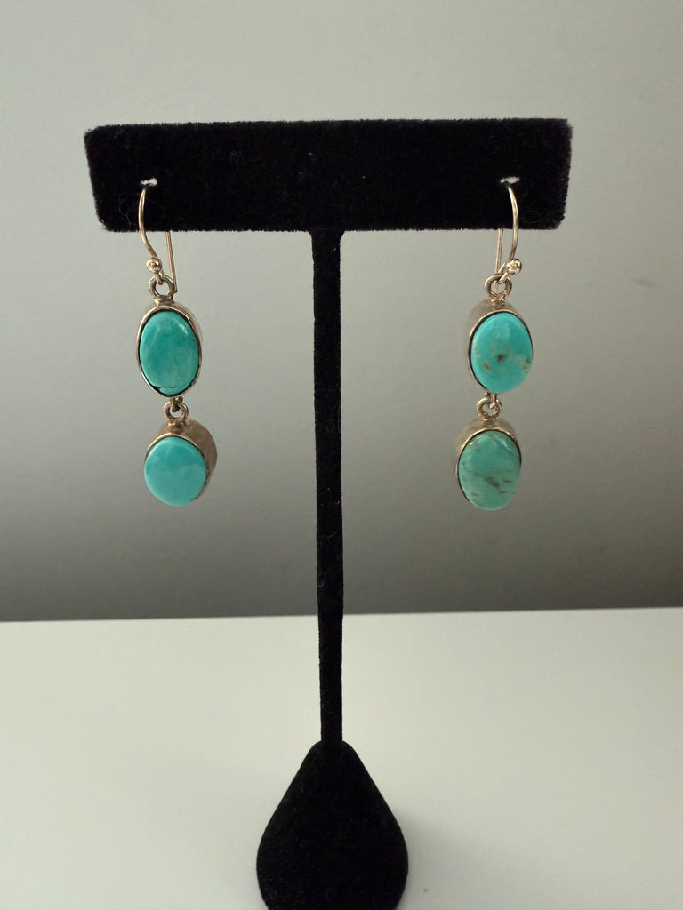 Sterling Silver & Genuine Turquoise Drop Earrings for Pierced Ears