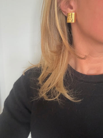 Givenchy Petite Gold Logo Clip On Earrings