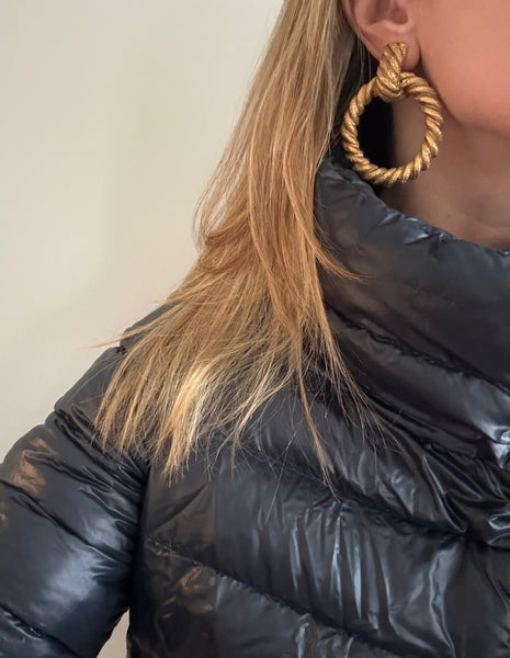 Chanel XL Twisted Door Knocker Hoop Earrings
