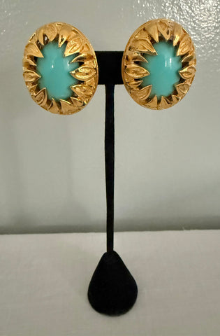 Fendi Large Turquoise Clip On Earrings