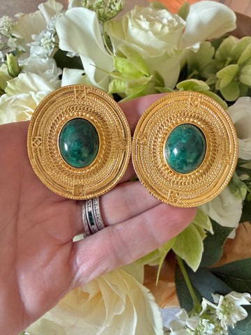 Large Green Disk Earrings