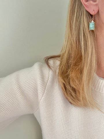 Petite Turquoise Dangle Earrings for Pierced Ears