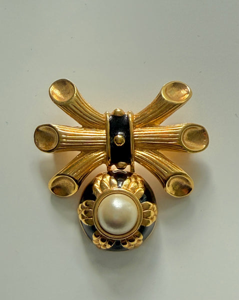 Fendi Pearl Dangle Brooch