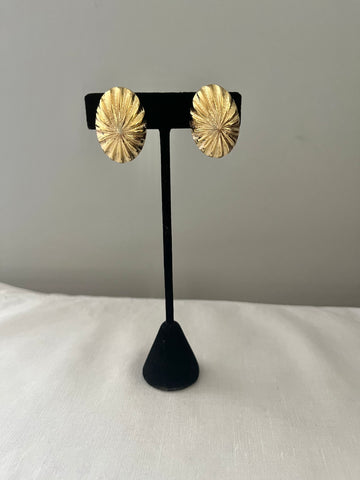 Gold Oval Clip On Earrings