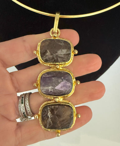 Amethyst Pendant On Choker Wire