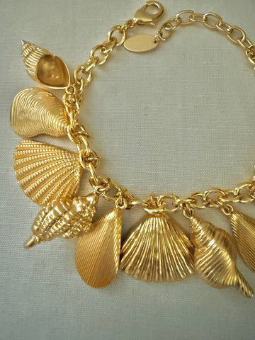 Contemporary Gold Plated Shell Charm Bracelet