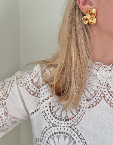 Kenneth Jay Lane Gold Bow Clip On Earrings