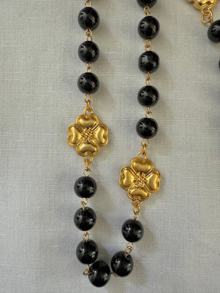 Chanel Black Gripoix Camellia Necklace