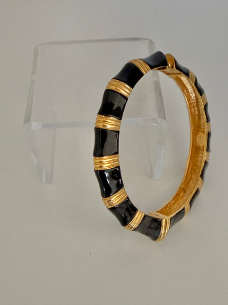 Black Enamel Hinged Bracelet