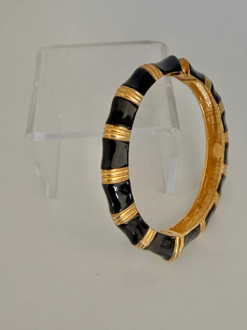 Black Enamel Hinged Bracelet