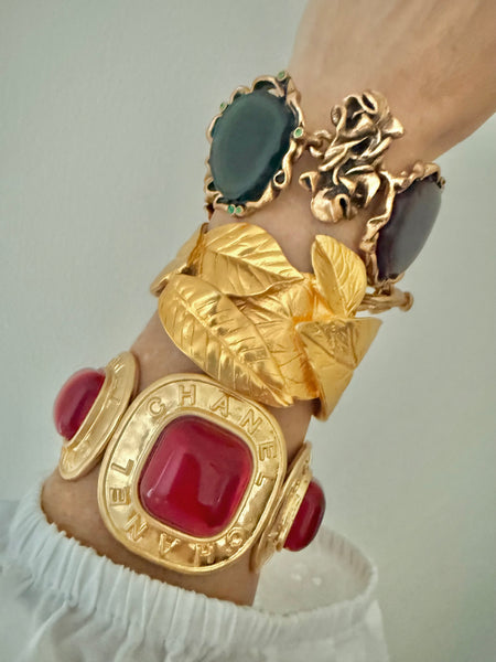 Chanel Red Gripoix Cuff Bracelet