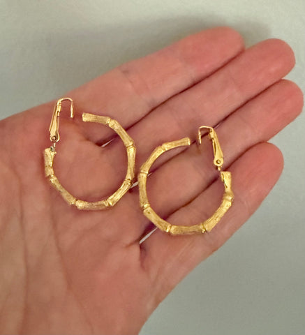 Gold Plated Bamboo Hoop Clip On Earrings