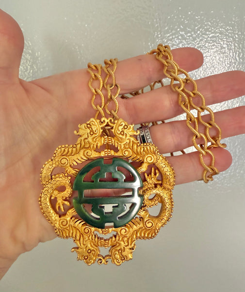 Asian Dragon Pendant/Brooch Necklace