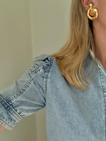 YSL Hammered Gold Clip On Earrings