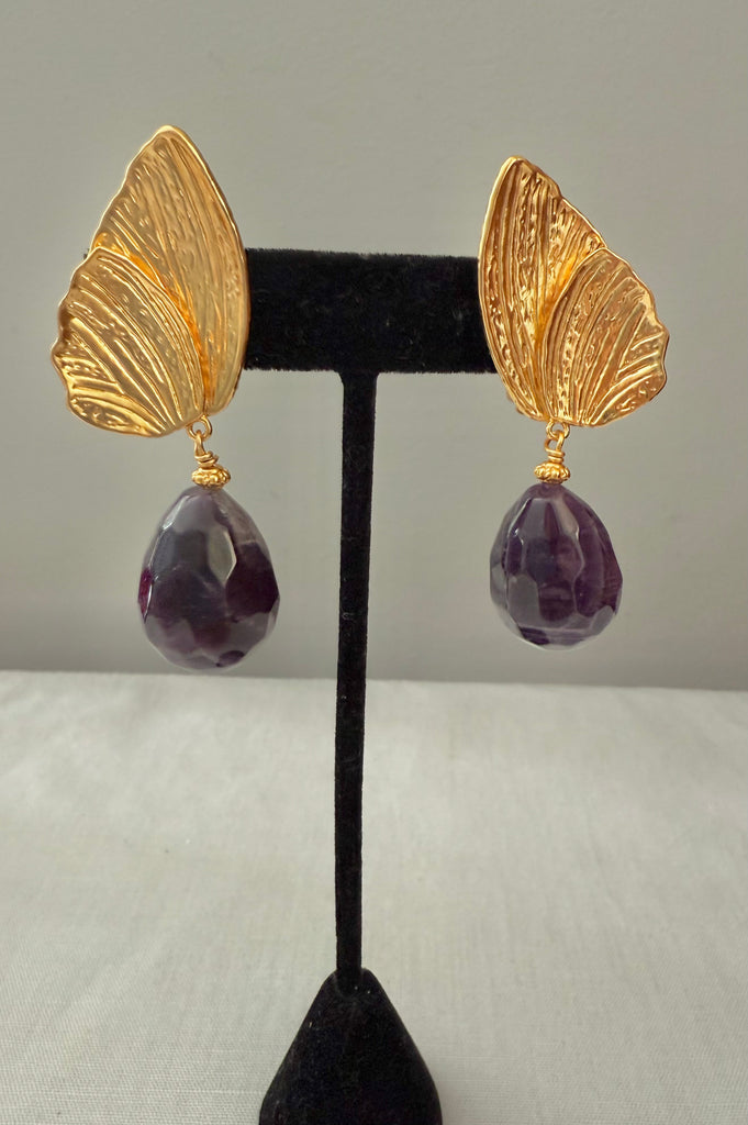 YSL Genuine Amethyst Clip On Earrings
