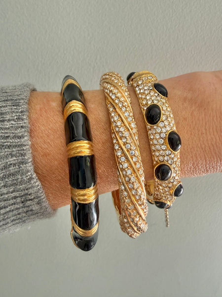 Black Enamel Hinged Bracelet