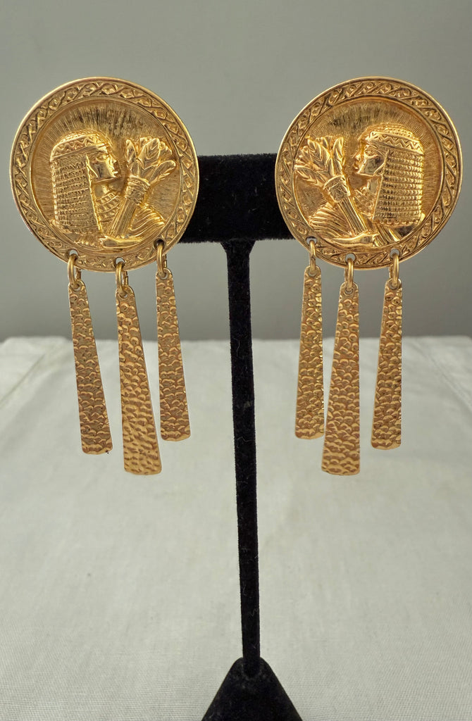 Avon Gold Egyptian Revival Dangle Earrings