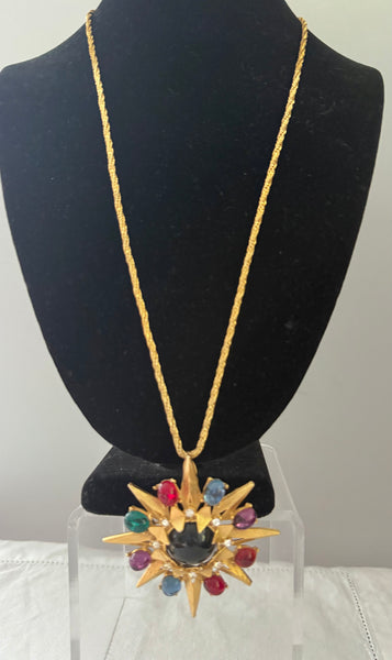 Colorful Maltese Cross Brooch/Necklace