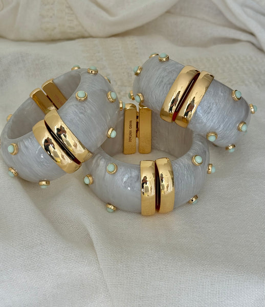 Contemporary Resin & Cabochon Clamper Bracelet