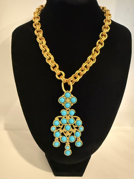 Kenneth Jay Lane Turquoise Pendant Necklace