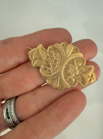 Gold Filled Etched Brooch