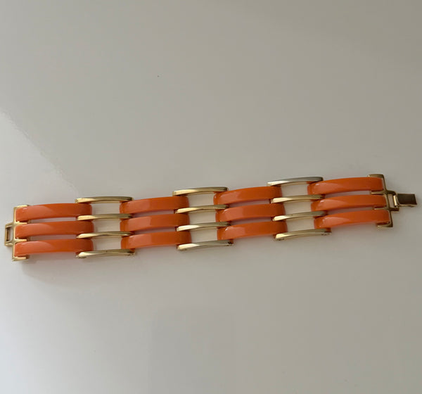 Coral Lucite Track Bracelet