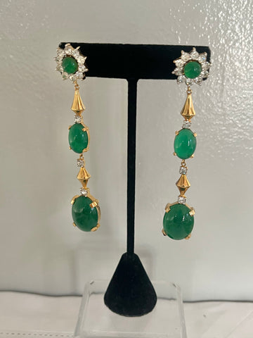 Faux Emerald Statement Post Earrings
