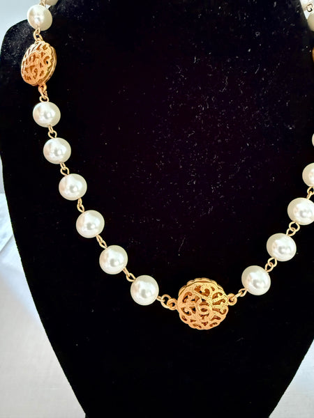Chanel Pearl Station Necklace