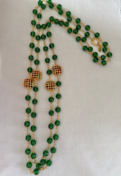 Chanel Green Gripoix Station Necklace