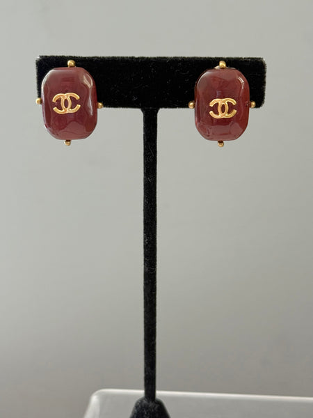 Chanel Gripoix Amethyst Clip On Earrings