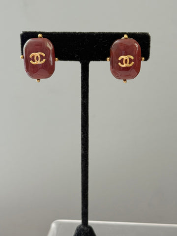 Chanel Gripoix Amethyst Clip On Earrings