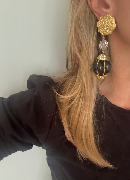 Christian Dior Dangle Clip On Earrings