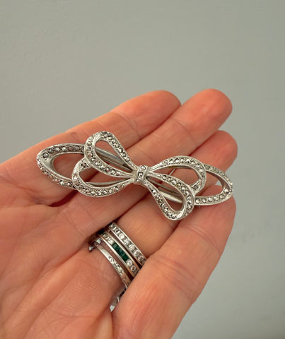 Petite Rhinestone Bow Brooch