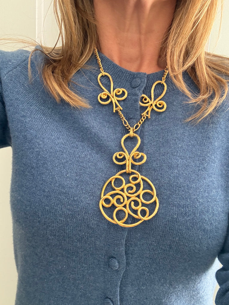 Roget Gold Scroll Necklace
