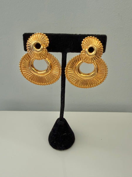Monet Gold Plated Door Knocker Clip On Earrings