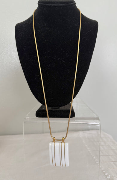 Trifari White Lucite Modernist Pendant Necklace