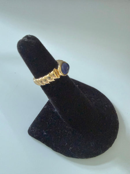 Gold Plated Blue Cabochon Ring