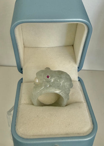 Jade Frog Ring Size 10