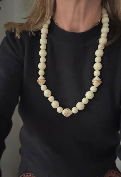 Givenchy Cream Lucite Beaded Necklace